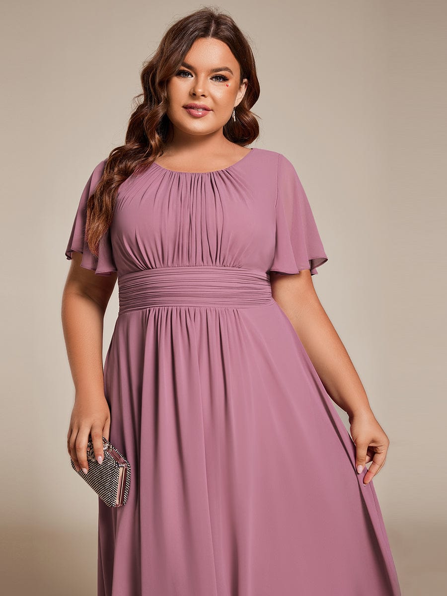 Plus Size A-Line Chiffon Midi Dress #color_Purple Orchid