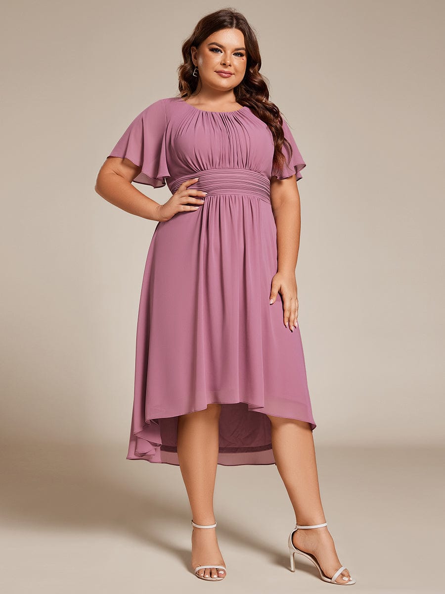 Plus Size A-Line Chiffon Midi Dress #color_Purple Orchid