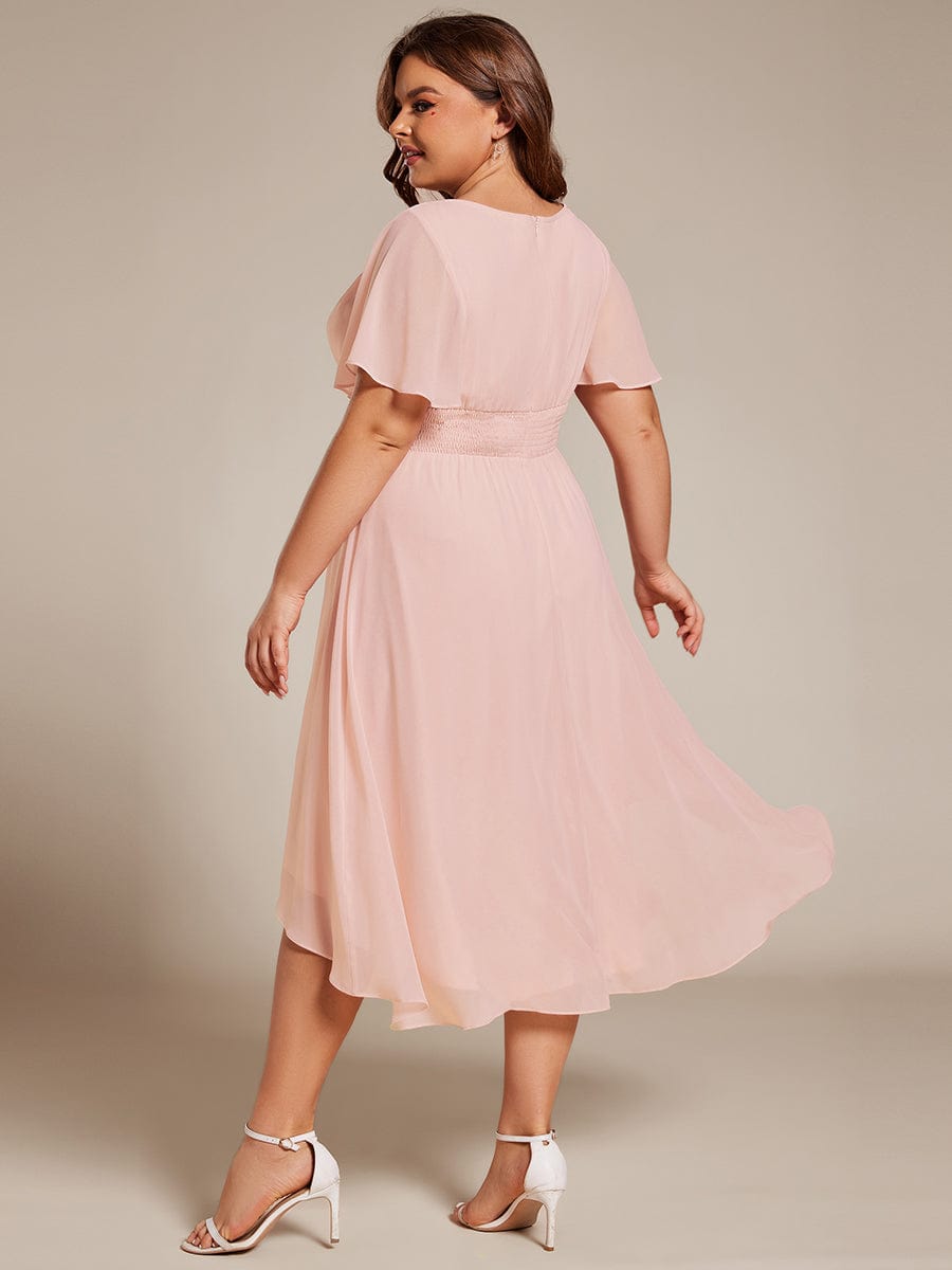 Plus Size A-Line Chiffon Midi Dress #color_Pink