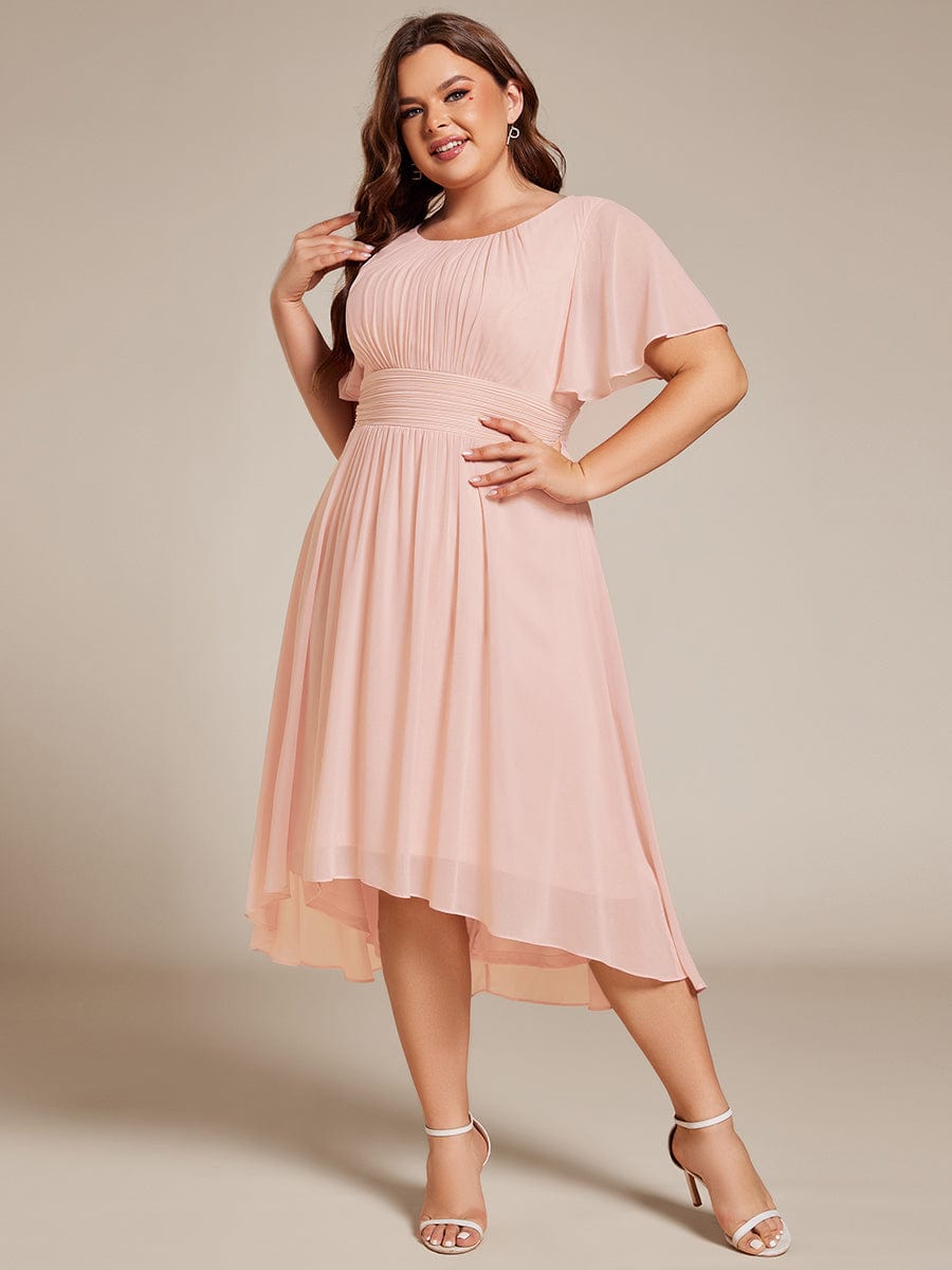 Plus Size A-Line Chiffon Midi Dress #color_Pink