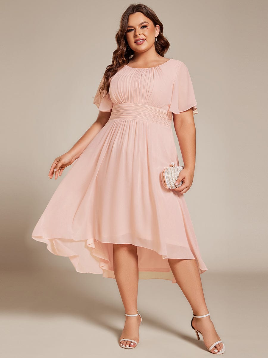 Plus Size A-Line Chiffon Midi Dress #color_Pink