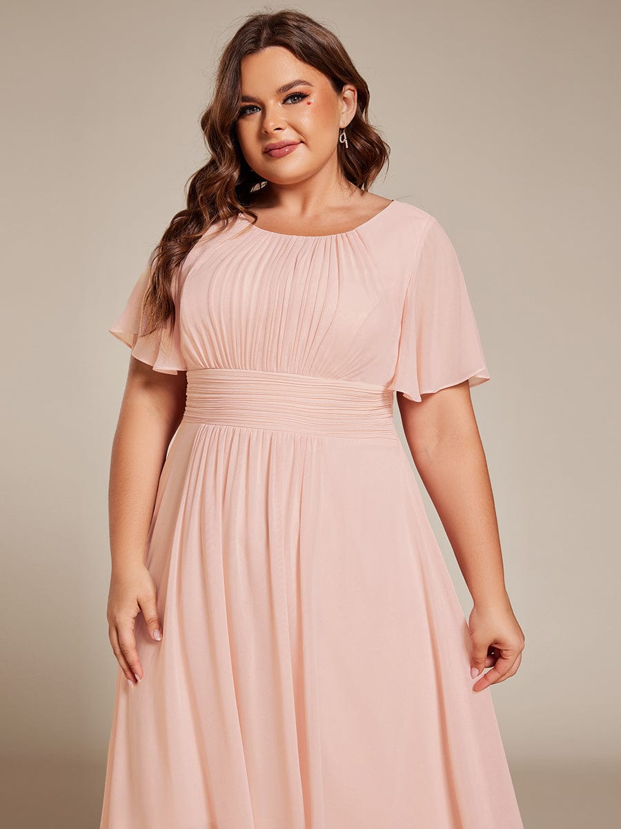 Plus Size A-Line Chiffon Midi Dress #color_Pink