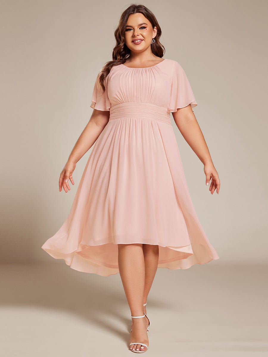 Plus Size A-Line Chiffon Midi Dress #color_Pink