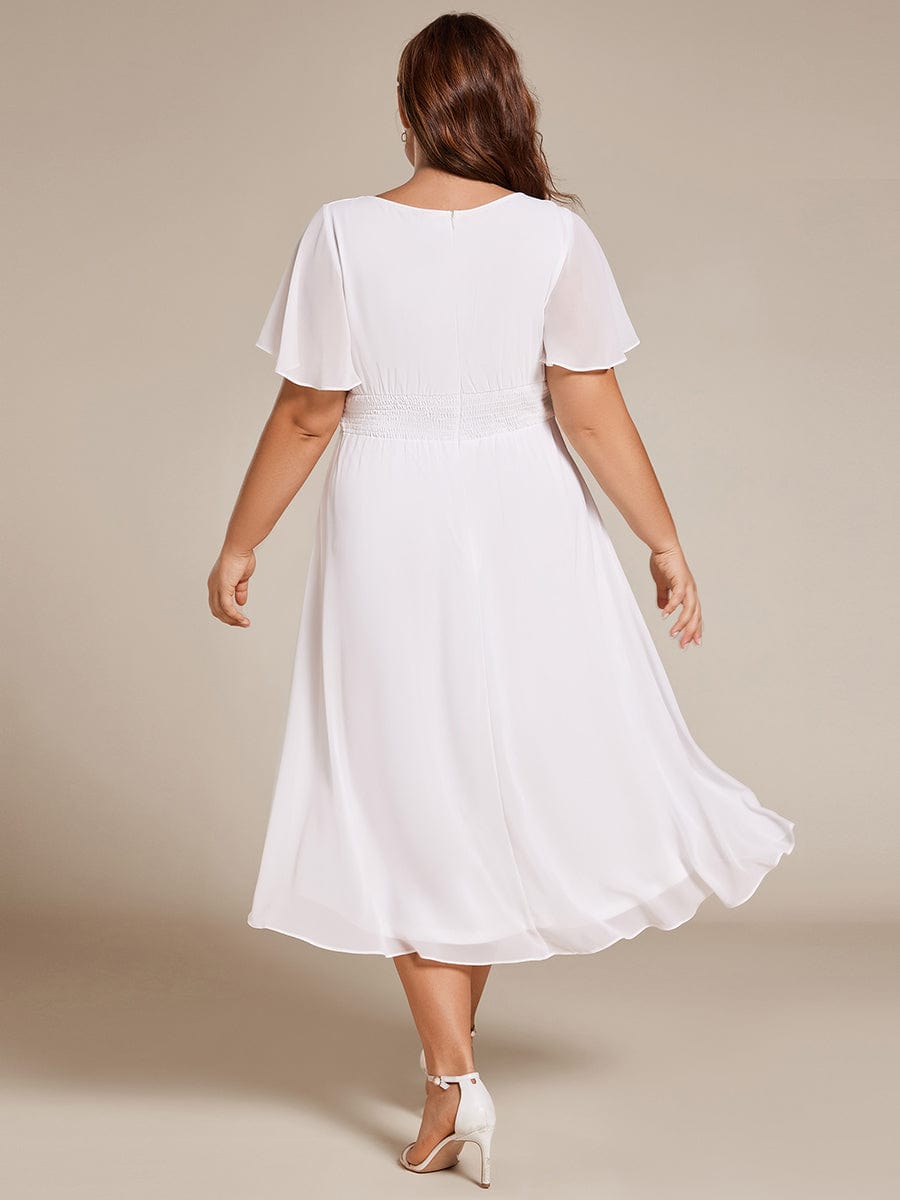 Plus Size A-Line Chiffon Midi Dress #color_White