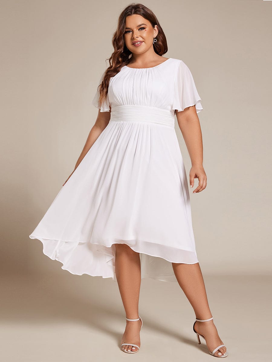 Plus Size A-Line Chiffon Midi Dress #color_White