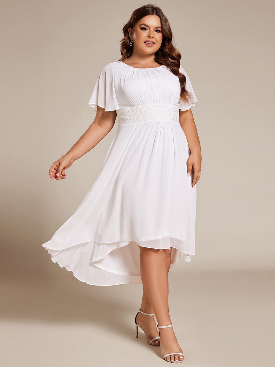 Plus Size A-Line Chiffon Midi Dress #color_White