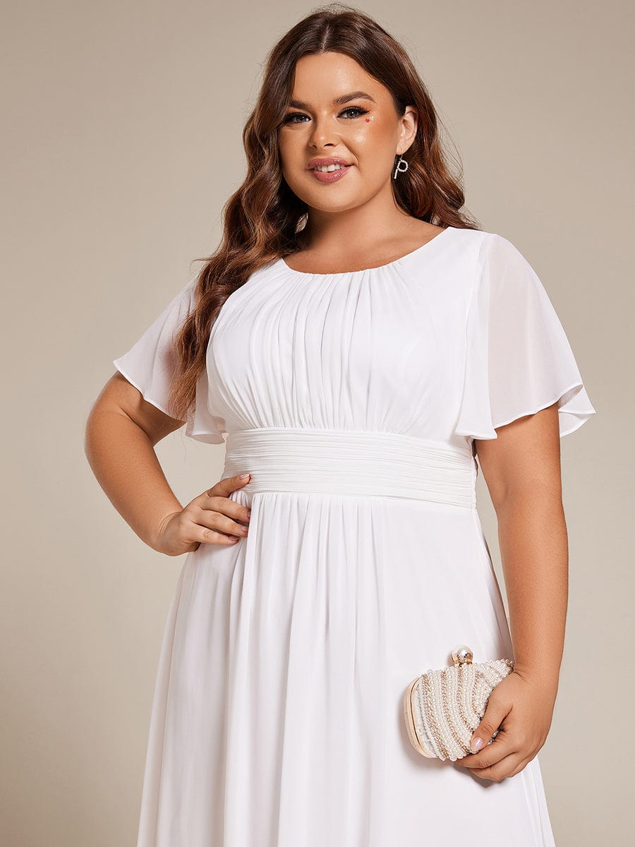 Plus Size A-Line Chiffon Midi Dress #color_White