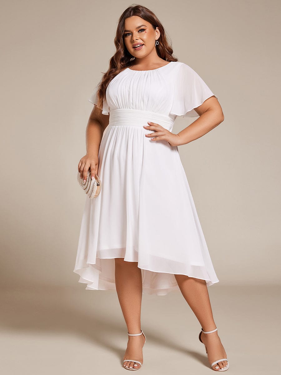 Plus Size A-Line Chiffon Midi Dress #color_White