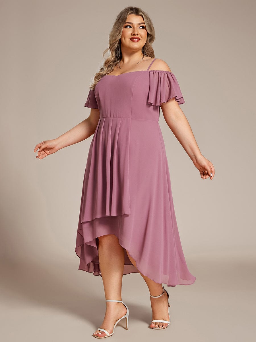 Plus Size Off-the-shoulder Chiffon Midi Dress #color_Purple Orchid