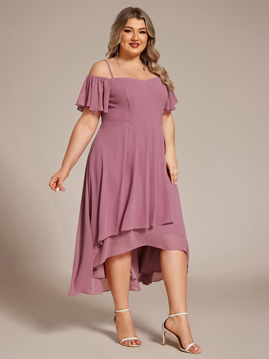 Plus Size Off-the-shoulder Chiffon Midi Dress #color_Purple Orchid