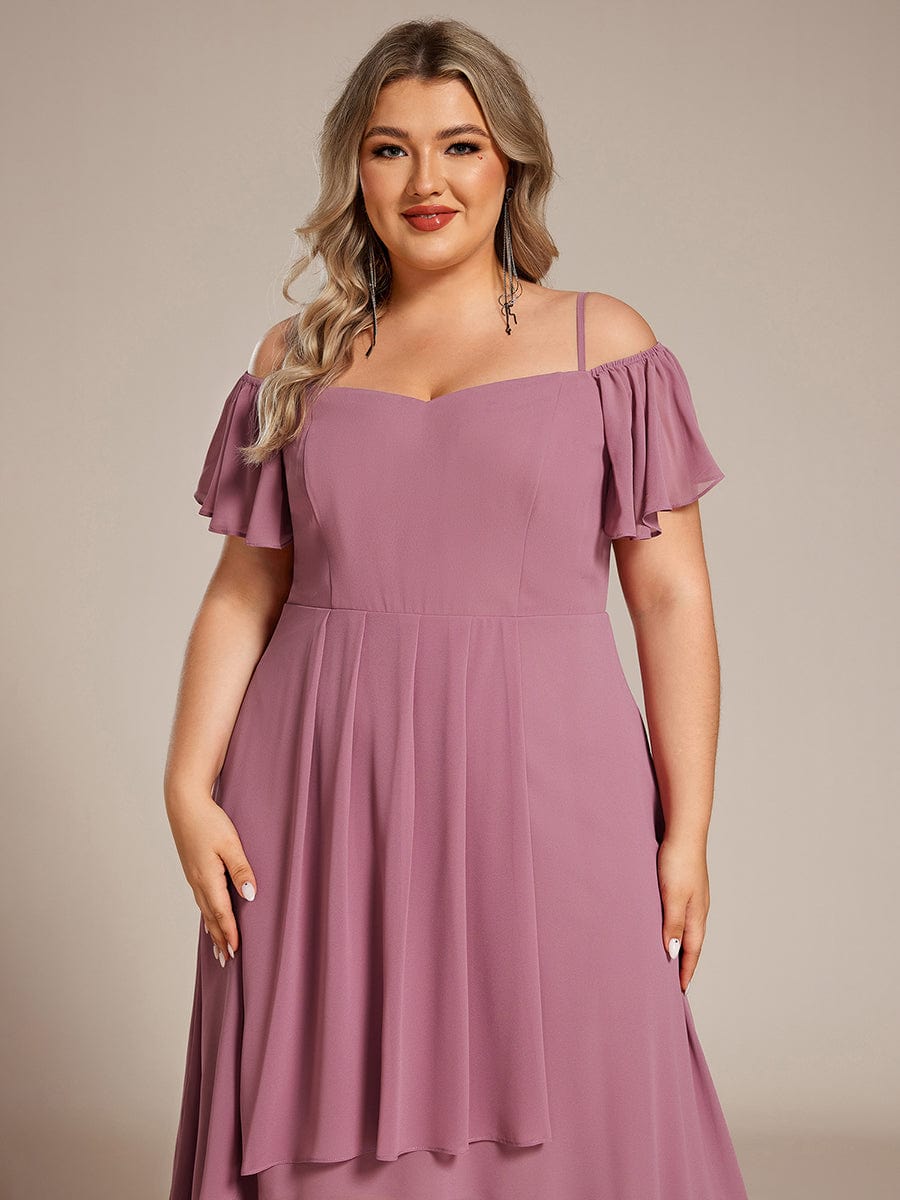 Plus Size Off-the-shoulder Chiffon Midi Dress #color_Purple Orchid