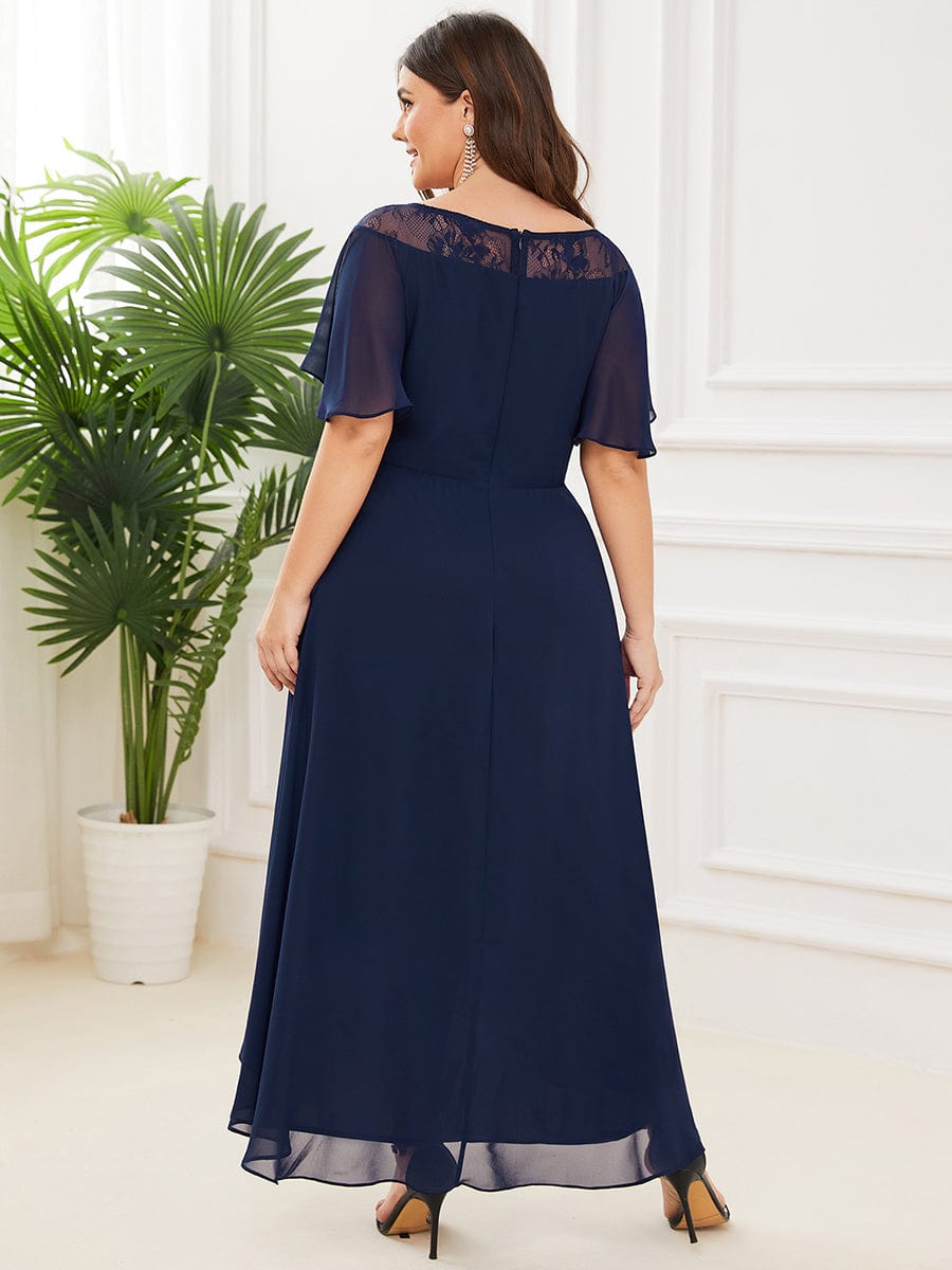 Plus Size Chiffon A-Line Midi Dress #color_Navy Blue