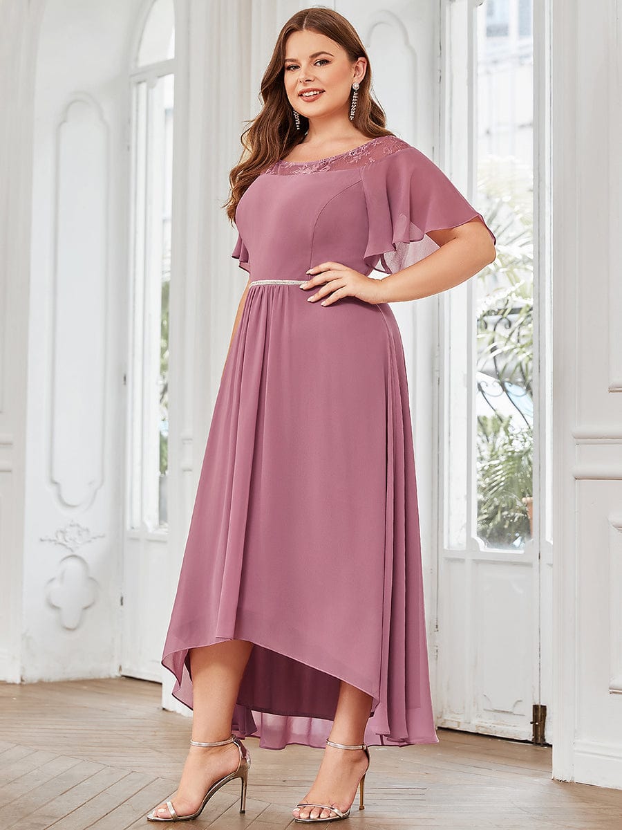 Plus Size Chiffon A-Line Midi Dress #color_Purple Orchid