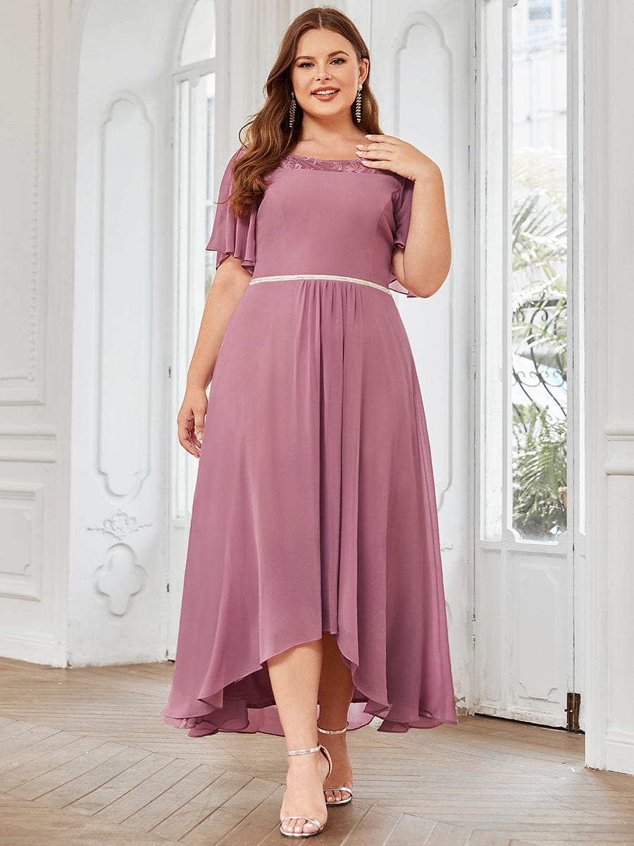 Plus Size Chiffon A-Line Midi Dress #color_Purple Orchid