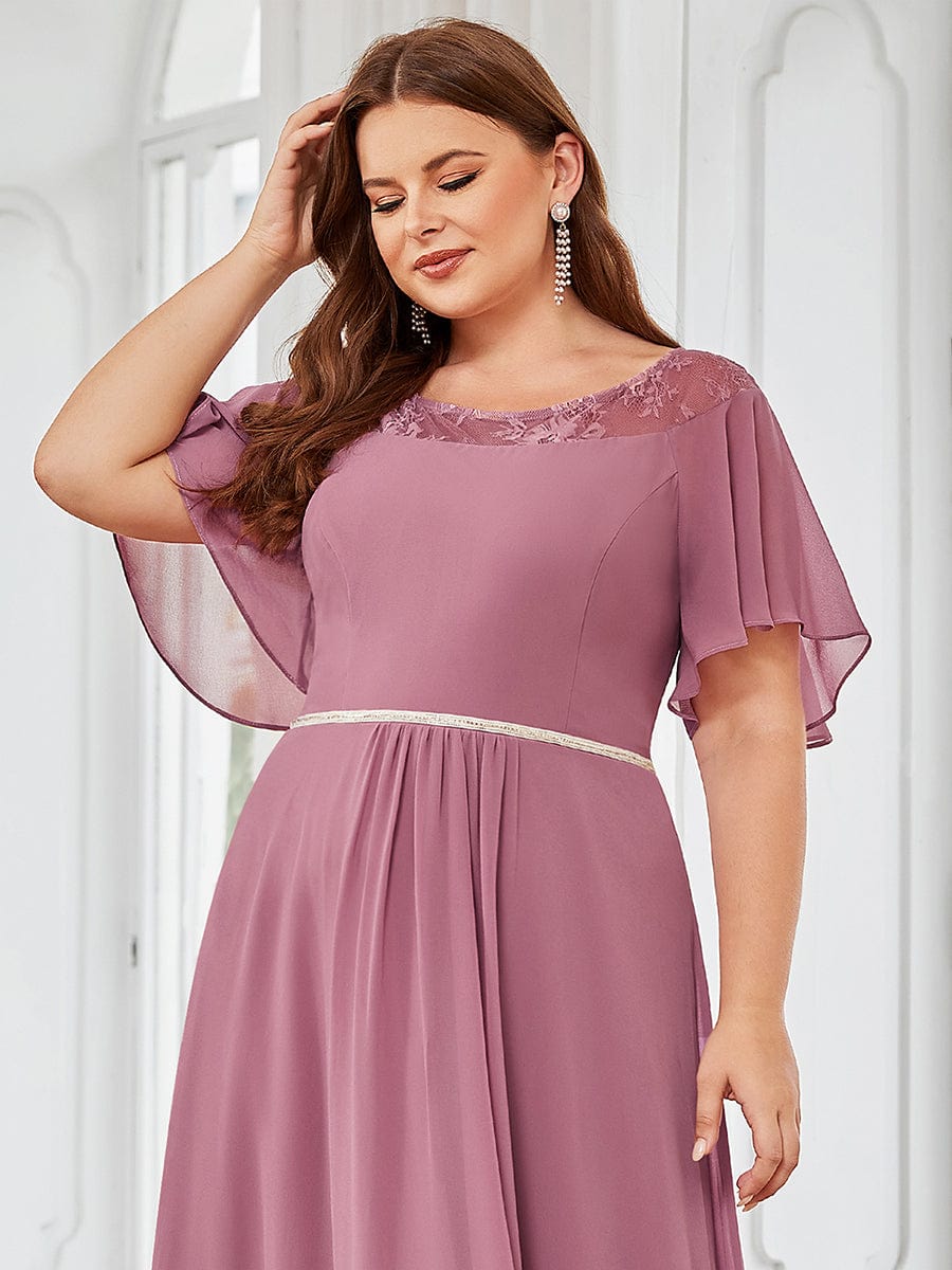 Plus Size Chiffon A-Line Midi Dress #color_Purple Orchid