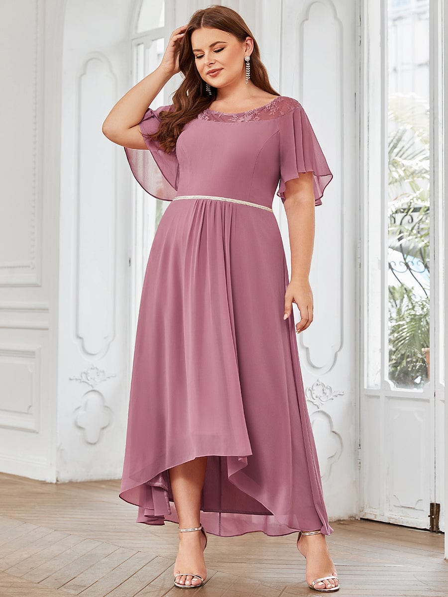 Plus Size Chiffon A-Line Midi Dress #color_Purple Orchid