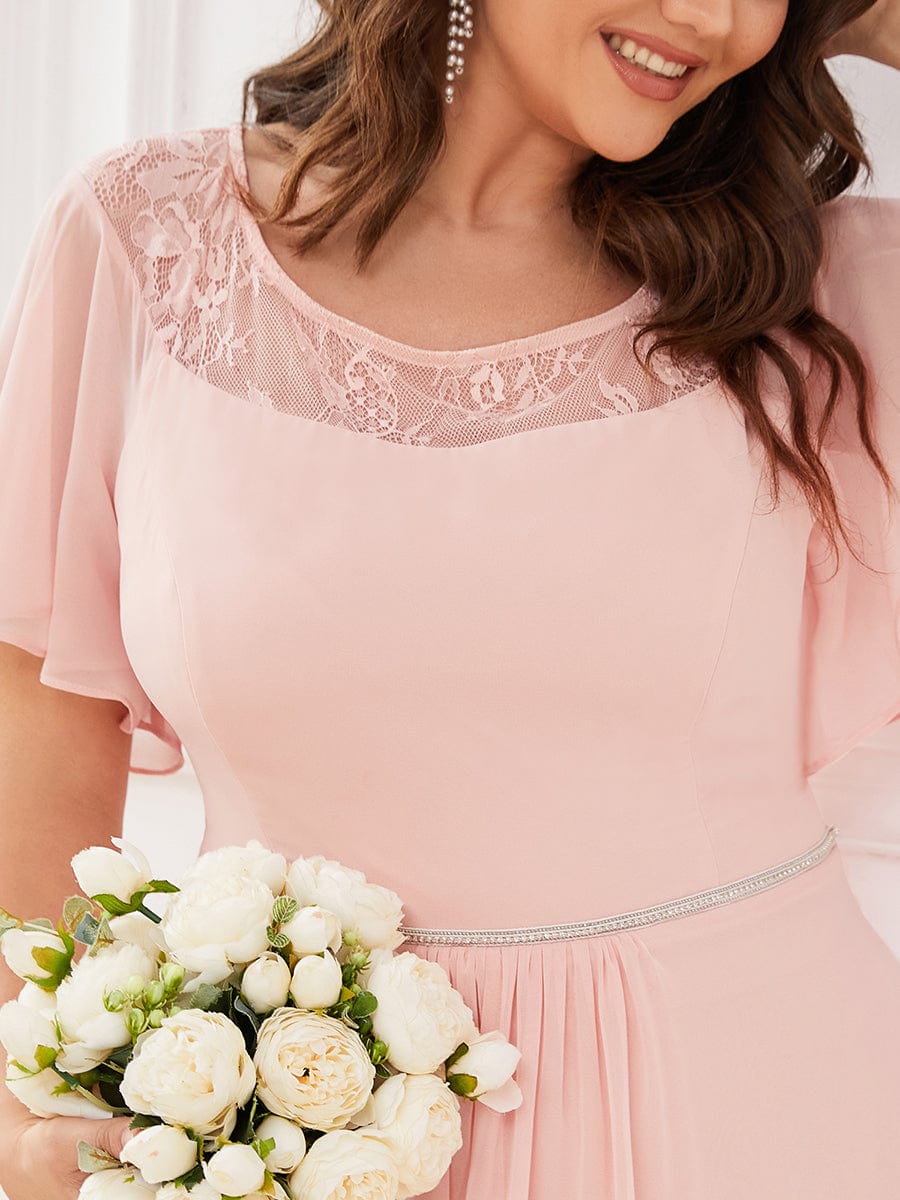 Plus Size Chiffon A-Line Midi Dress #color_Pink