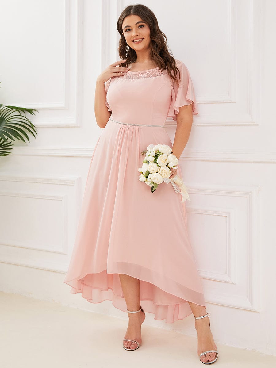 Plus Size Chiffon A-Line Midi Dress #color_Pink