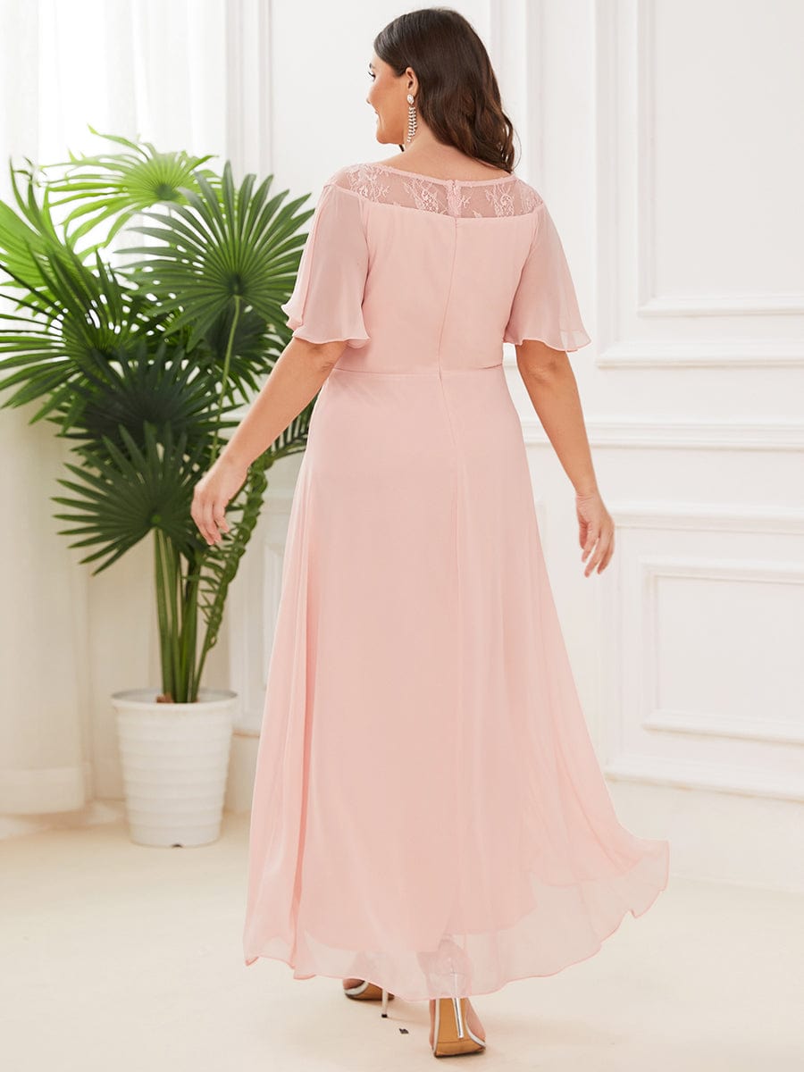 Plus Size Chiffon A-Line Midi Dress #color_Pink