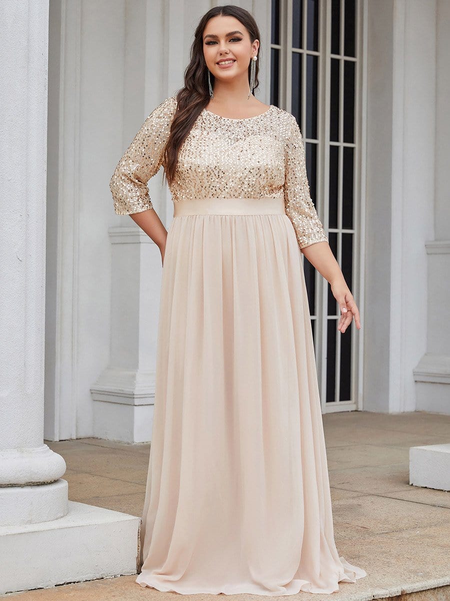 Plus Size Chiffon Sequin Maxi Dress #color_Blush