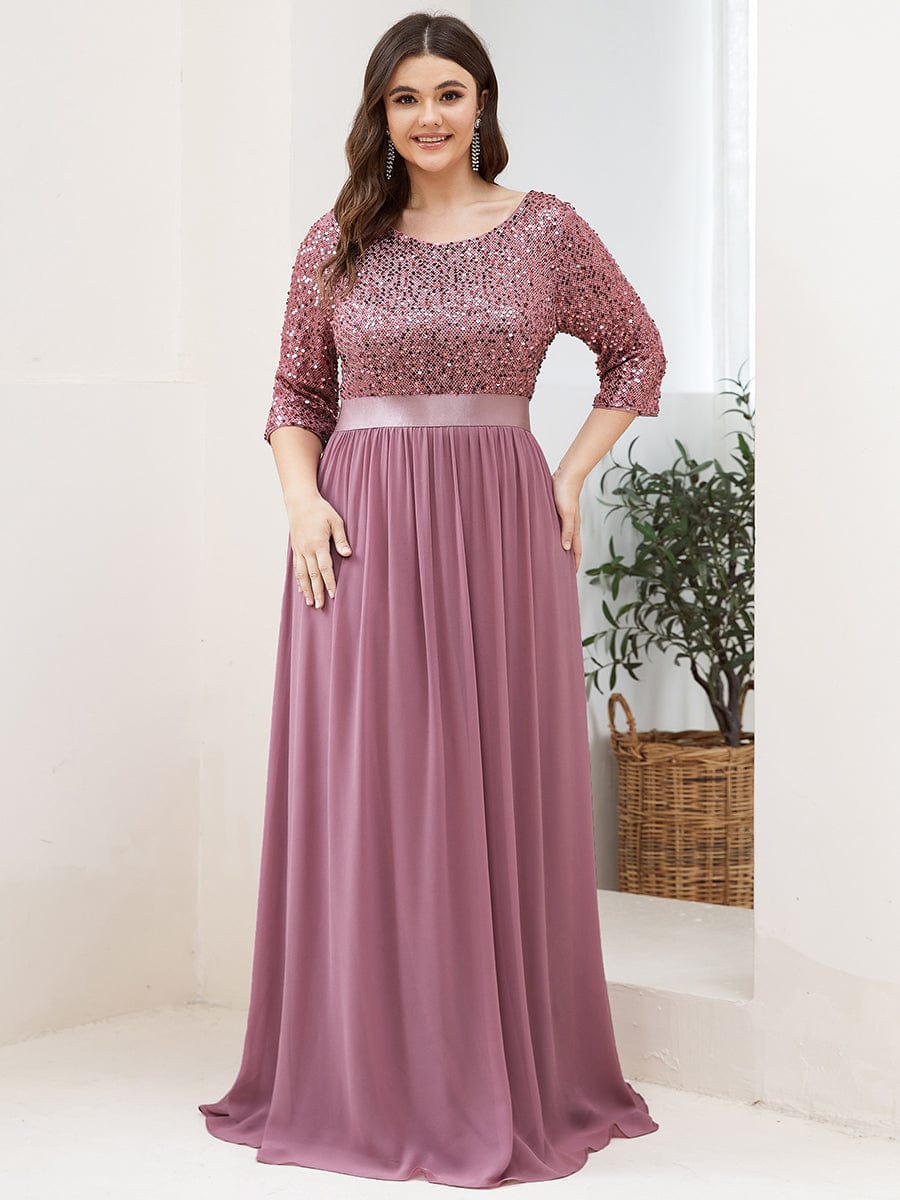 Plus Size Chiffon Sequin Maxi Dress #color_Purple Orchid