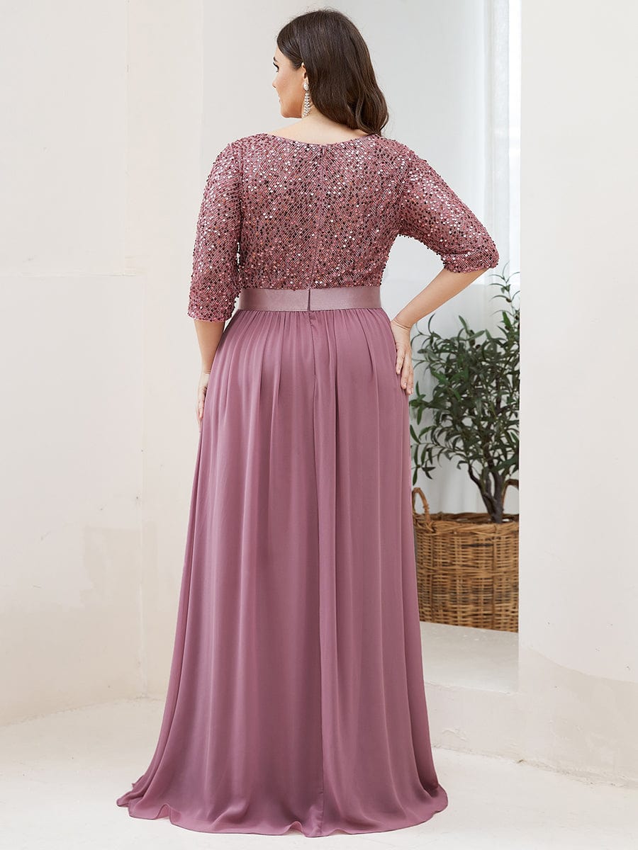 Plus Size Chiffon Sequin Maxi Dress #color_Purple Orchid