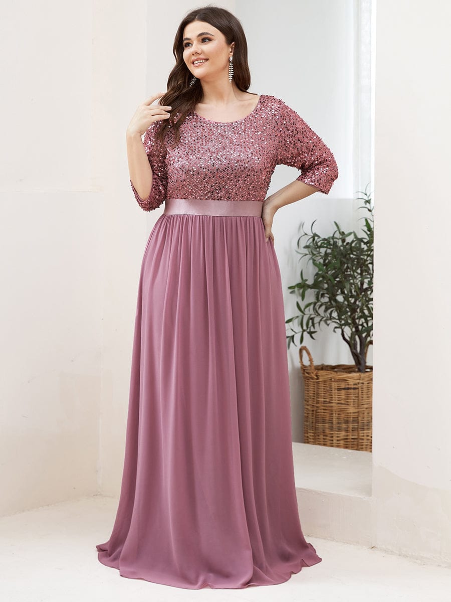 Plus Size Chiffon Sequin Maxi Dress #color_Purple Orchid