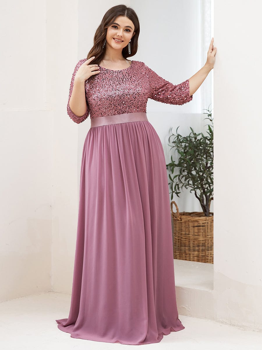 Plus Size Chiffon Sequin Maxi Dress #color_Purple Orchid