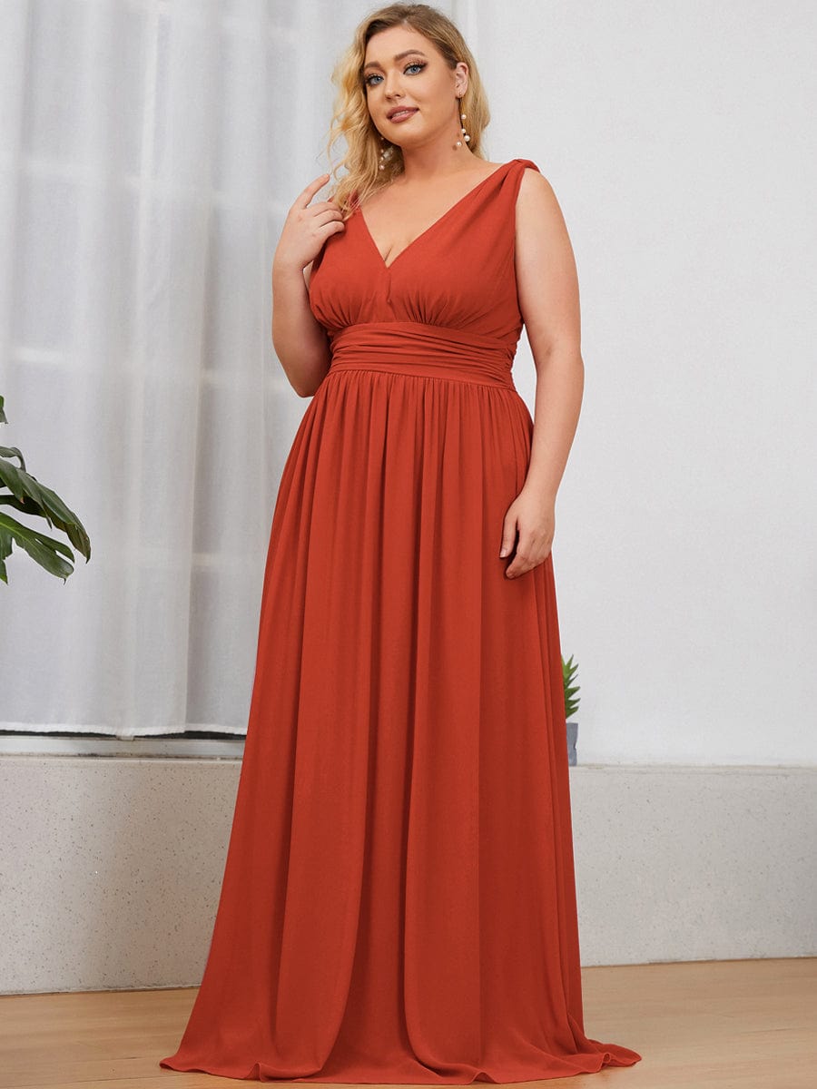 Chiffon Empire Waist Sleeveless Dress #color_Burnt Orange