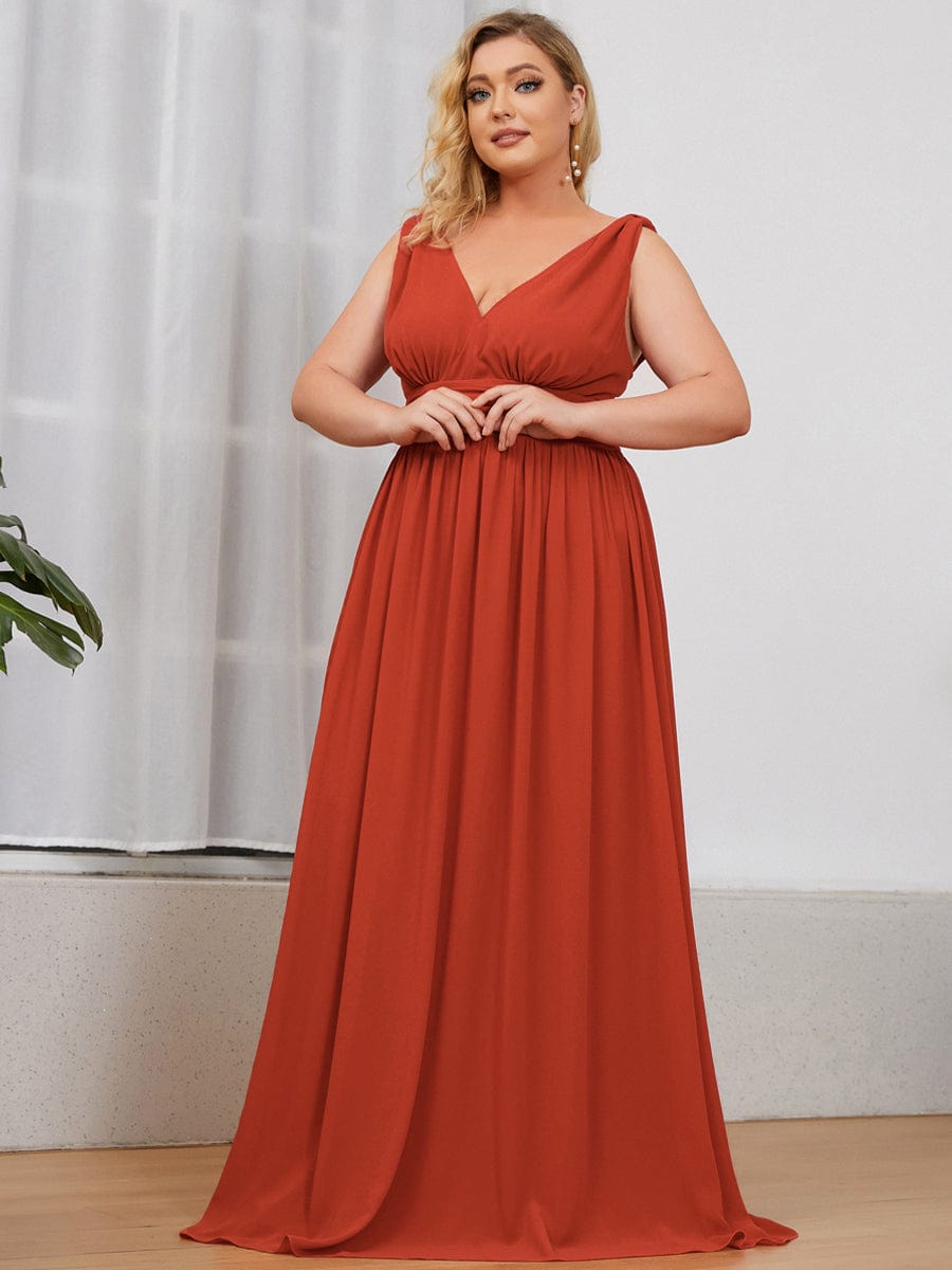 Chiffon Empire Waist Sleeveless Dress #color_Burnt Orange