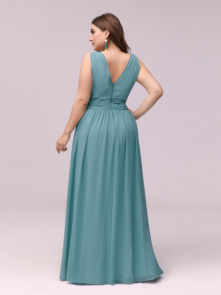 Chiffon Empire Waist Sleeveless Dress #color_Dusty Blue