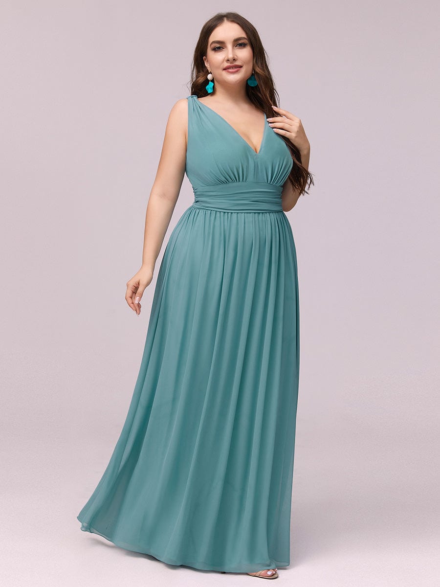 Chiffon Empire Waist Sleeveless Dress #color_Dusty Blue