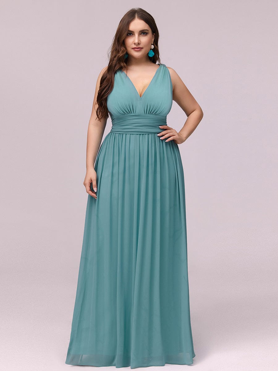 Chiffon Empire Waist Sleeveless Dress #color_Dusty Blue