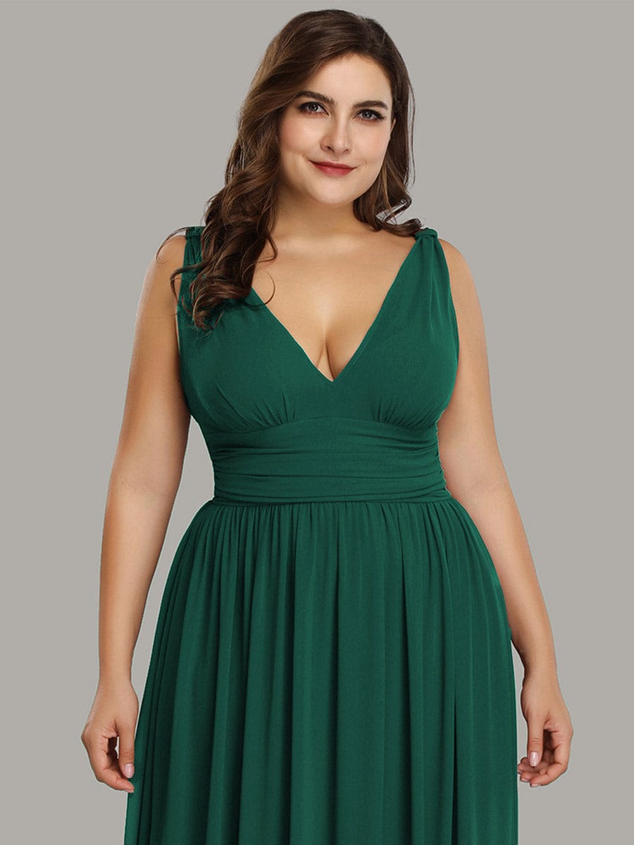 Chiffon Empire Waist Sleeveless Dress #color_Dark Green