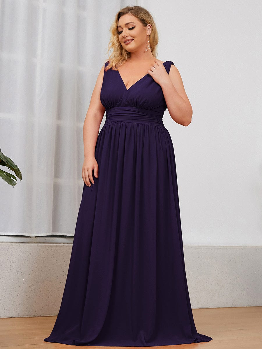 Chiffon Empire Waist Sleeveless Dress #color_Dark Purple