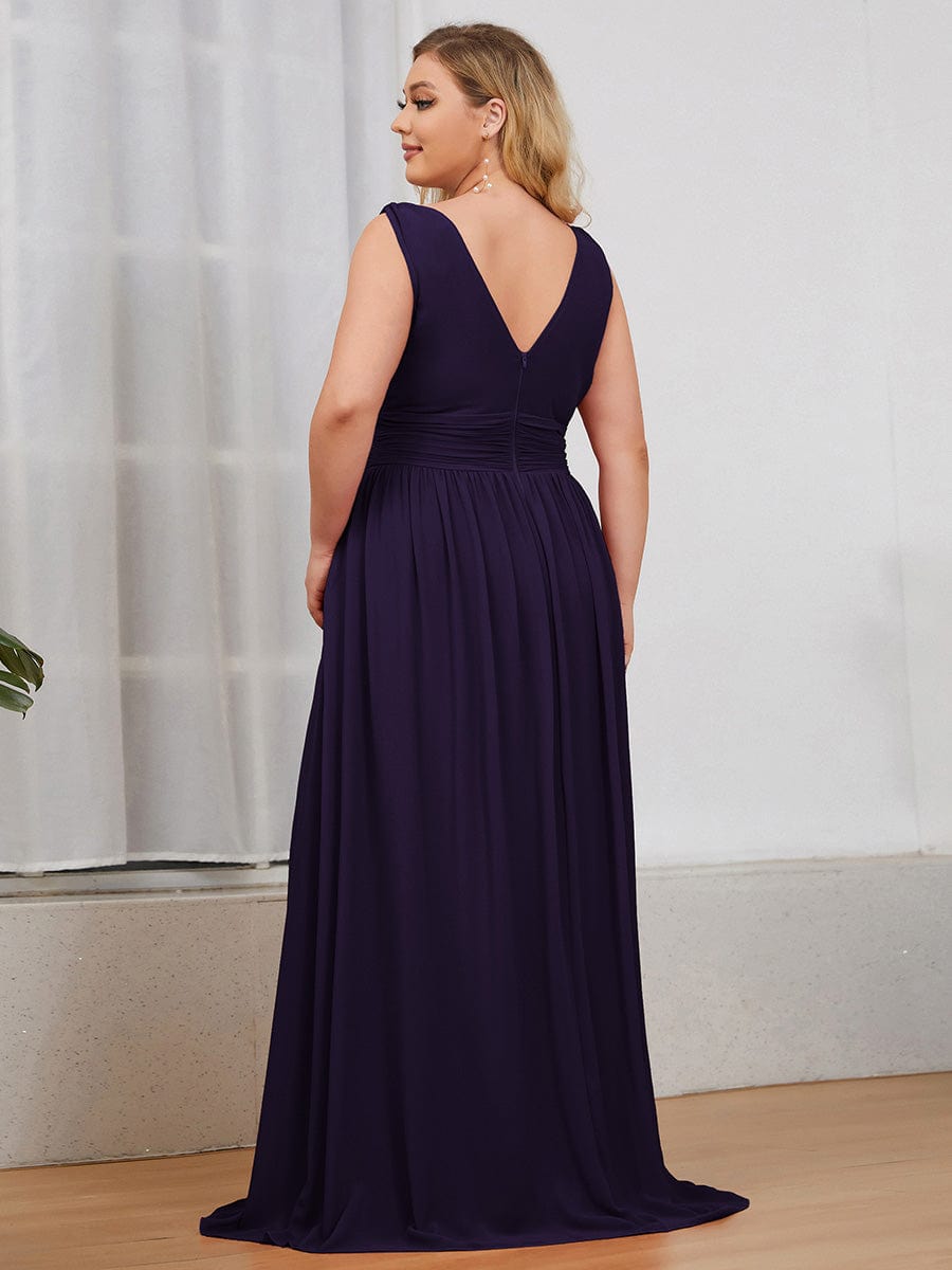 Chiffon Empire Waist Sleeveless Dress #color_Dark Purple