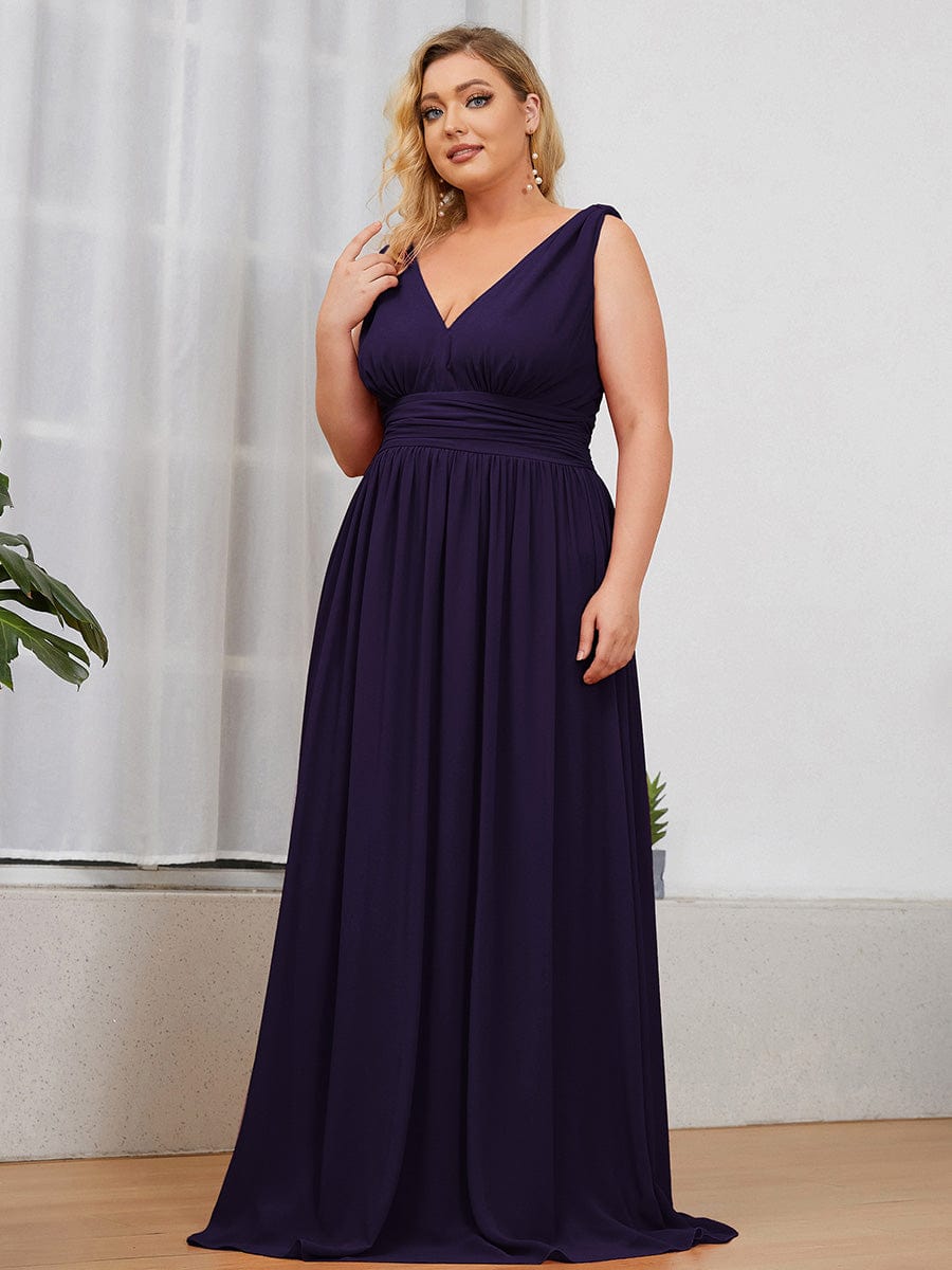 Chiffon Empire Waist Sleeveless Dress #color_Dark Purple