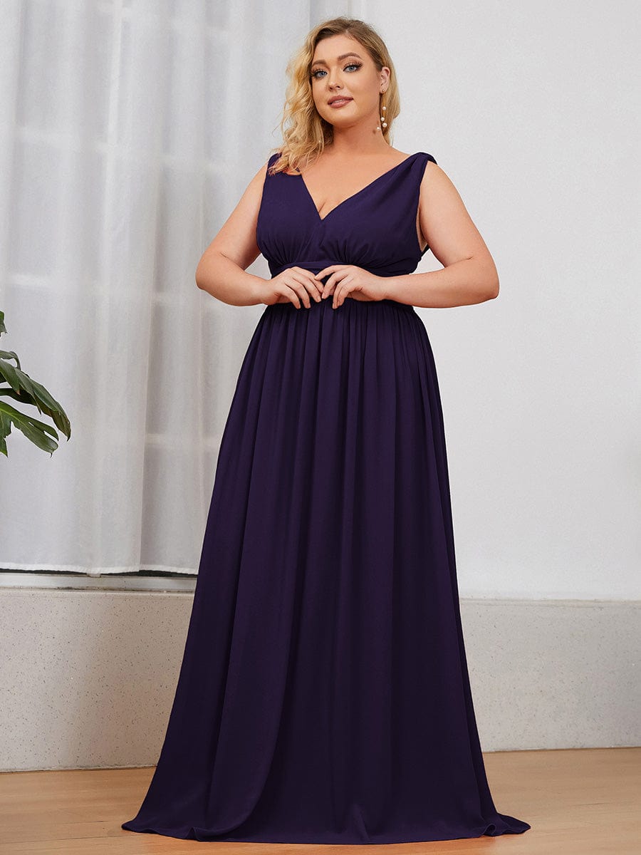 Chiffon Empire Waist Sleeveless Dress #color_Dark Purple