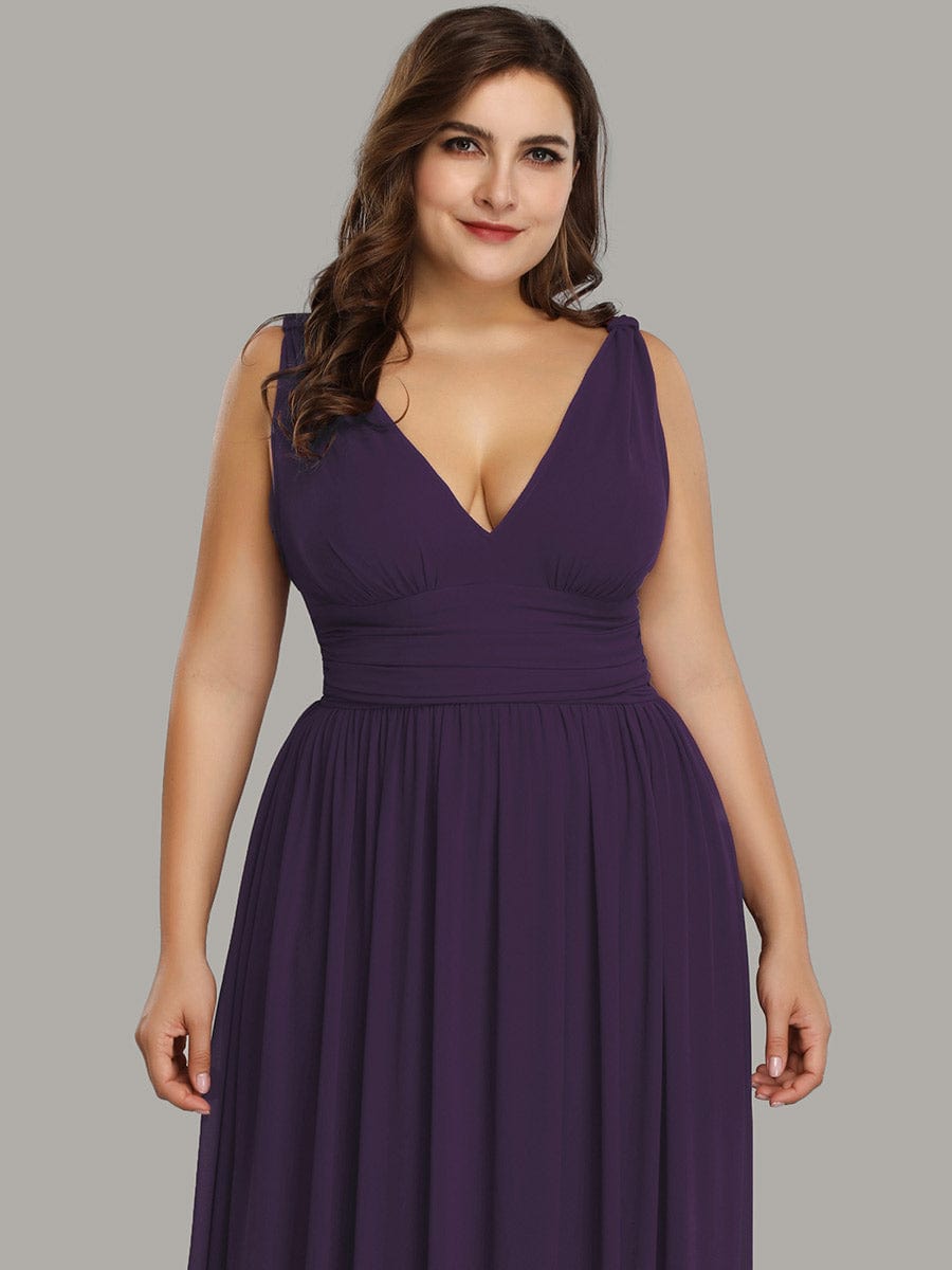 Chiffon Empire Waist Sleeveless Dress #color_Dark Purple