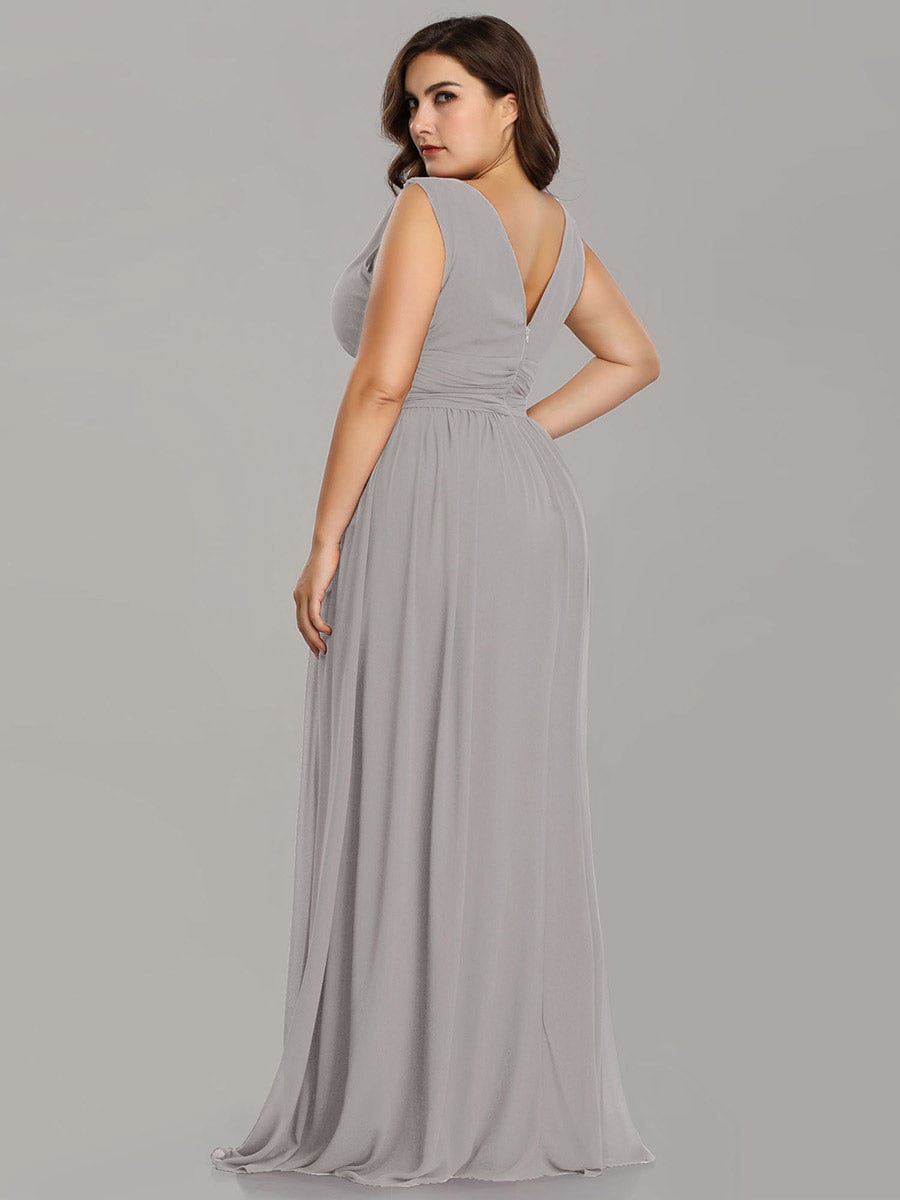 Chiffon Empire Waist Sleeveless Dress #color_Grey