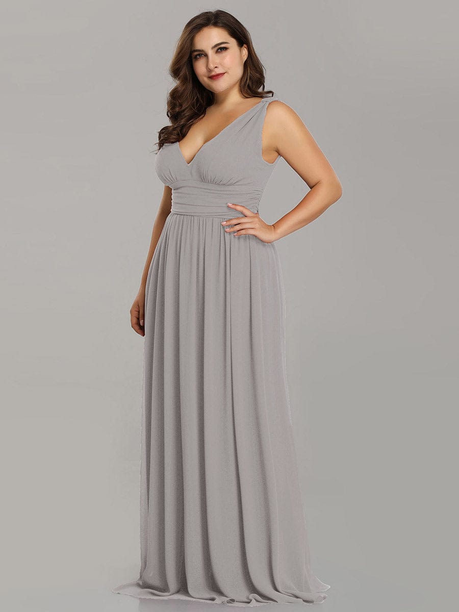 Chiffon Empire Waist Sleeveless Dress #color_Grey