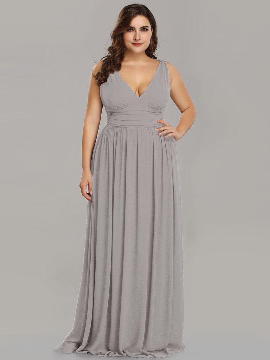 Chiffon Empire Waist Sleeveless Dress #color_Grey