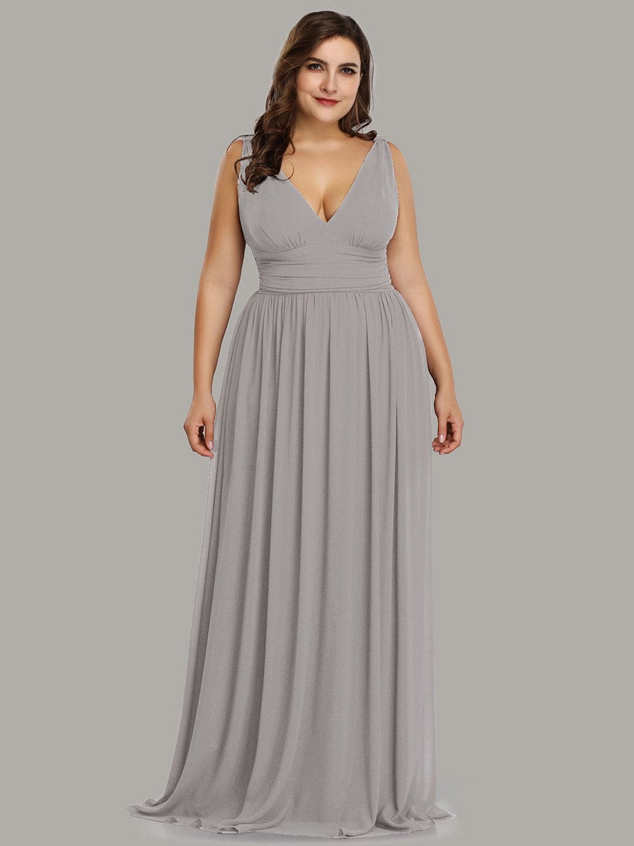 Chiffon Empire Waist Sleeveless Dress #color_Grey