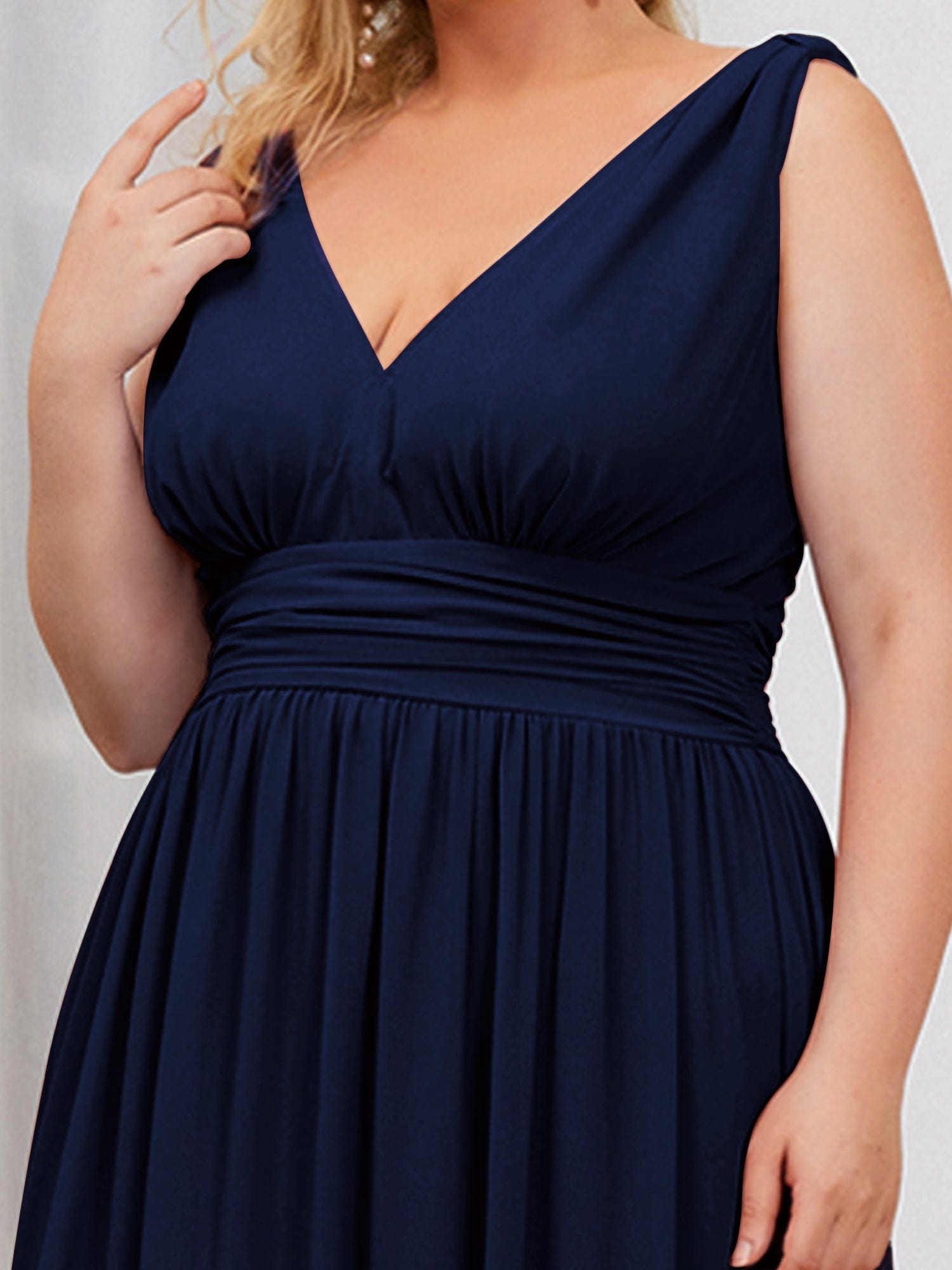 Chiffon Empire Waist Sleeveless Dress #color_Navy Blue