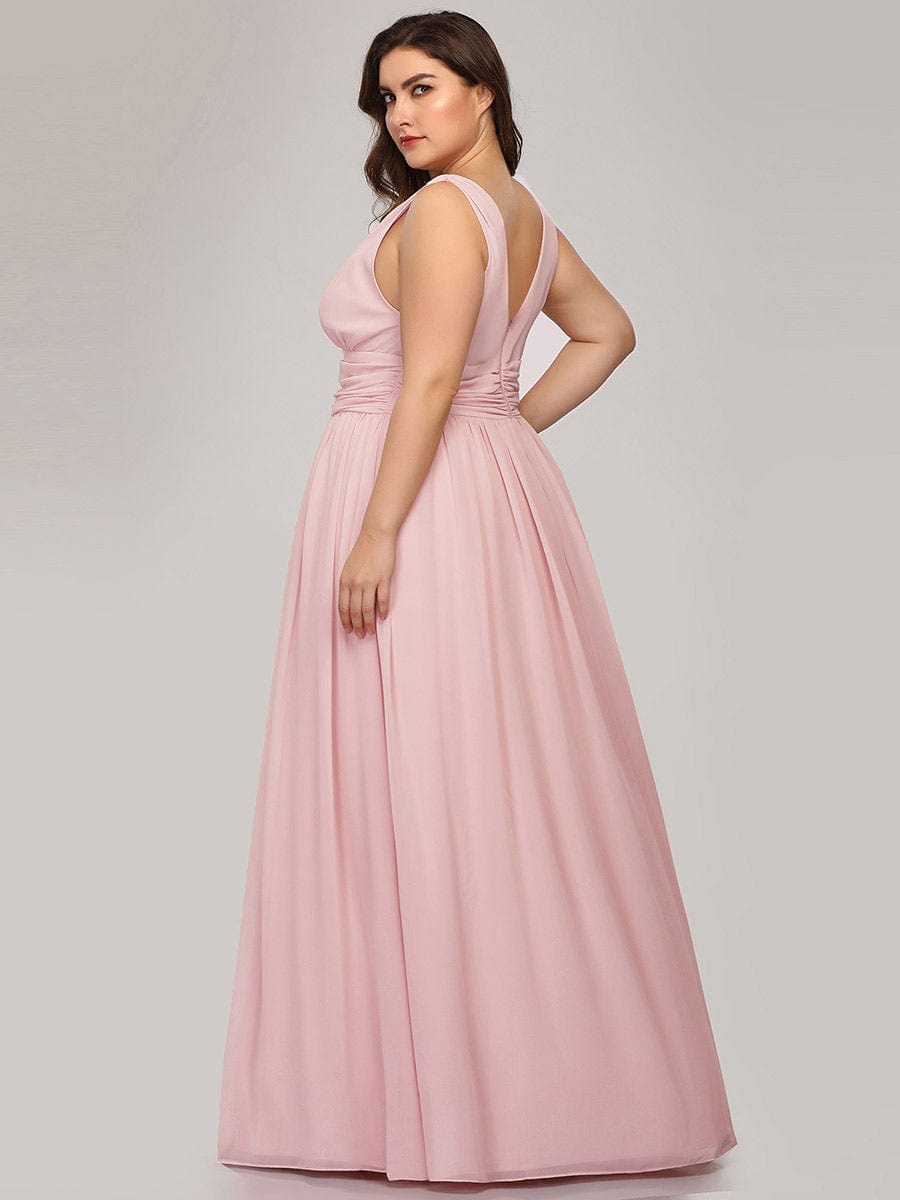 Chiffon Empire Waist Sleeveless Dress #color_Pink