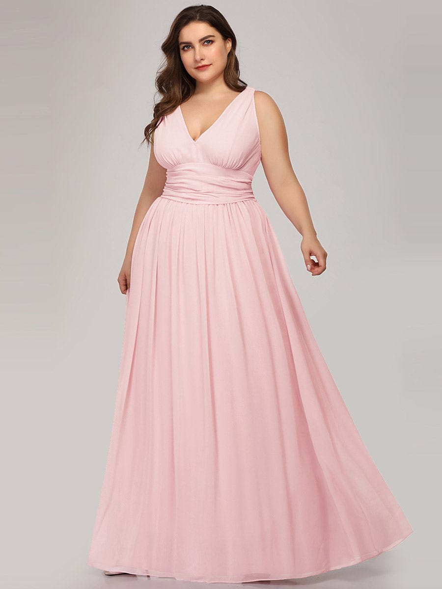 Chiffon Empire Waist Sleeveless Dress #color_Pink