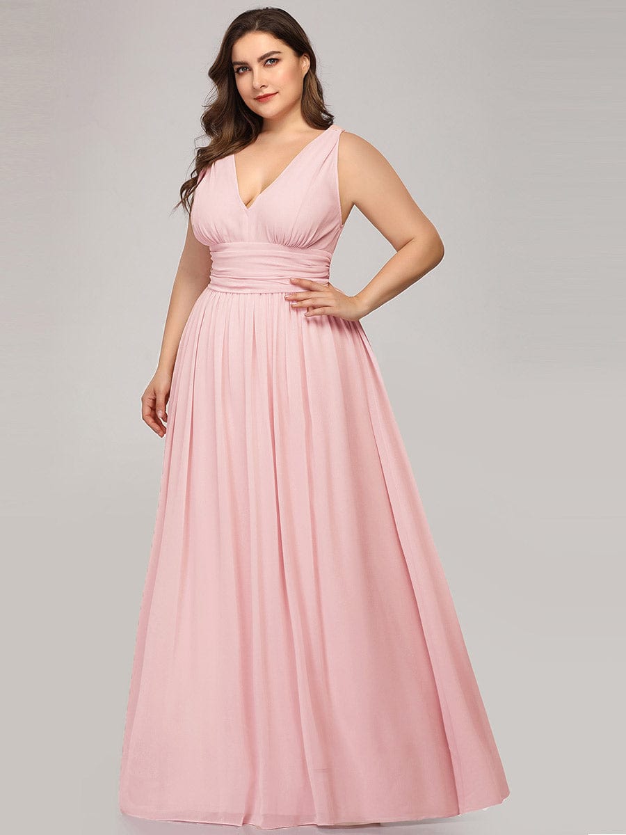 Chiffon Empire Waist Sleeveless Dress #color_Pink