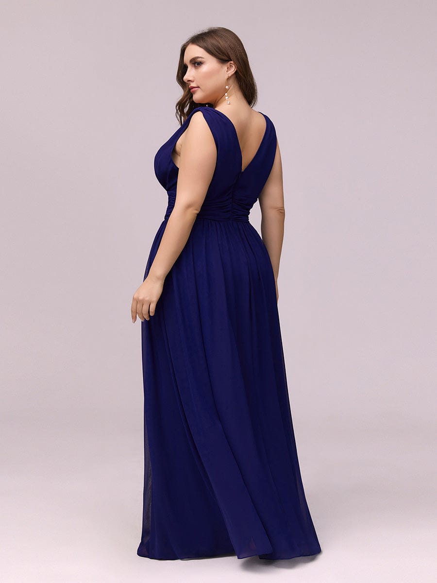 Chiffon Empire Waist Sleeveless Dress #color_Royal Blue