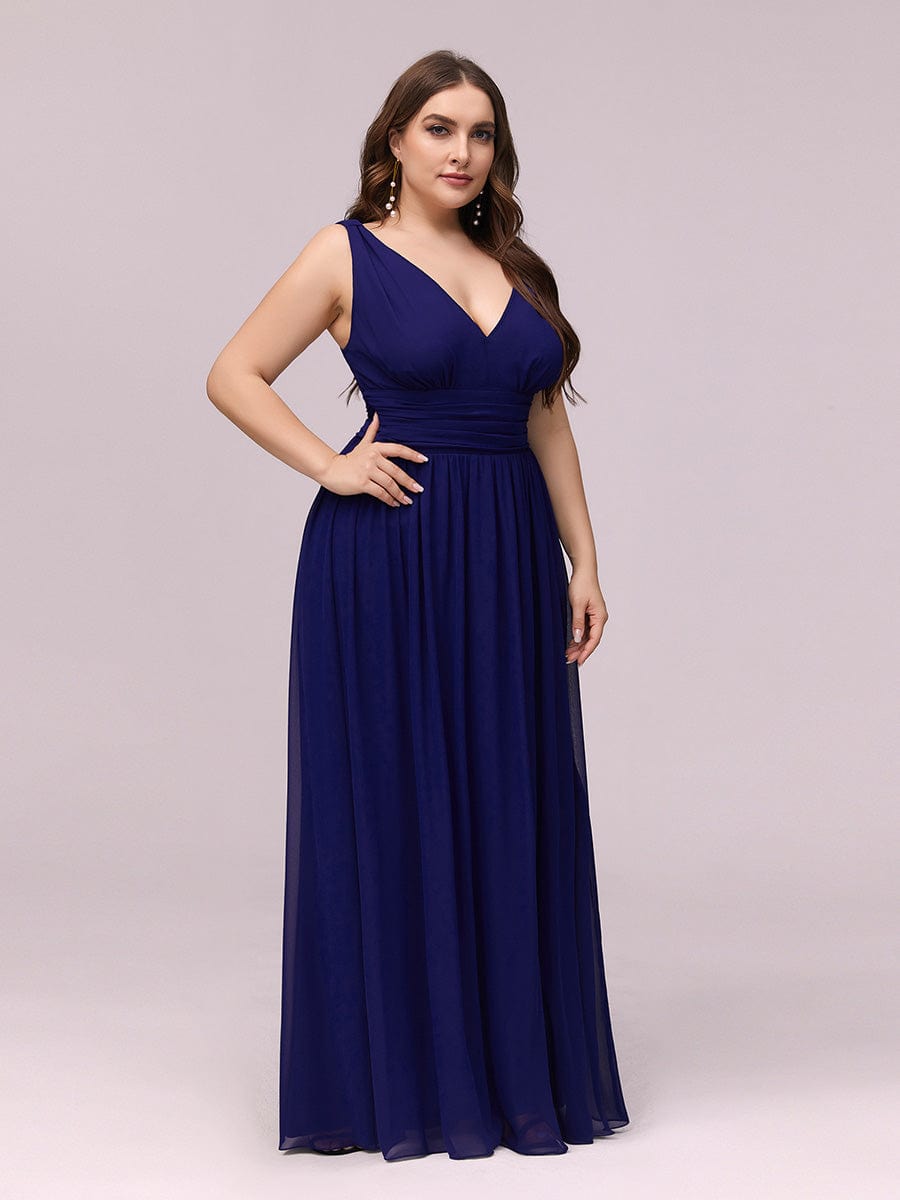 Chiffon Empire Waist Sleeveless Dress #color_Royal Blue