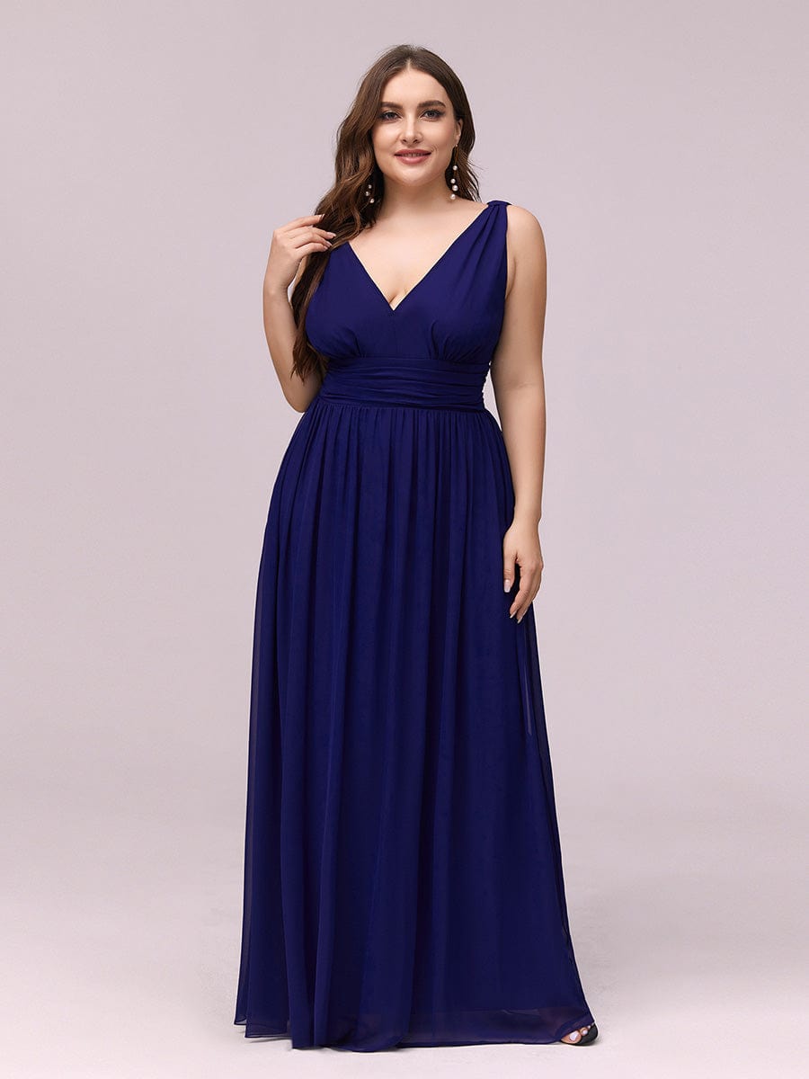 Chiffon Empire Waist Sleeveless Dress #color_Royal Blue